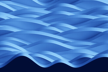 3d Illustration  rows of blue   line  .Geometric background, weave pattern.