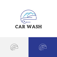 Soapsuds Clean Car Wash Carwash Service Abstract Line Logo