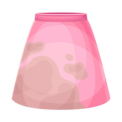 Dirty Pink Skirt with Stain and Spots as Used Clothes for Laundry Vector Illustration
