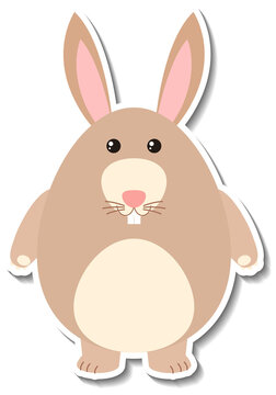 Chubby rabbit animal cartoon sticker