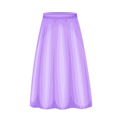 Flared Purple Skirt with High Waist as Neat and Clean Clothing Vector Illustration
