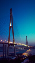 Bridge through the bay in the early morning with beautiful sky