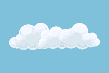 Blue sky with white fluffy cloud. Abstract cumulus cloud cartoon vector illustration