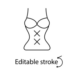 Obraz na płótnie Canvas Female corset outline icon. Sexual lingerie. Sex shop clothes. Editable stroke. Isolated vector stock illustration