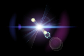 realistic light glare, highlight. beautiful bright lens flares. Lighting effects of flash.