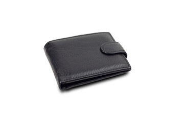 men's, leather black wallet, isolated from the background, on a white background