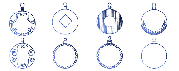 Christmas decorations Christmas ball isolated metallic vector elements. Christmas doodles