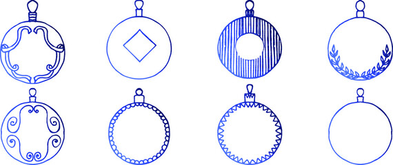 Christmas decorations Christmas ball isolated metallic vector elements. Christmas doodles 