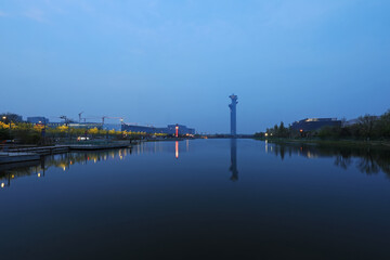 Fototapeta na wymiar Architectural scenery of Beijing Olympic Tower.