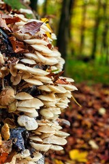 Pilz Kolonie mitten im Herbstwald