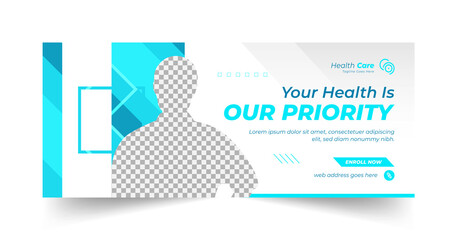 Healthcare social media cover design and web banner template