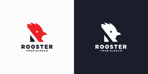 initial R logo, initial with rooster head, reference logo © agus