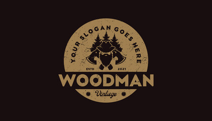 Fototapeta premium vintage logo, timberland,woodman,lumberjack, and other, reference logo for your work