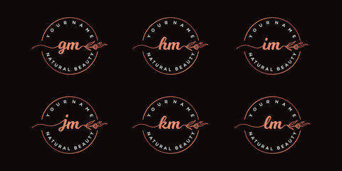 set of feminine logo GM to L M, logo reference for your business.