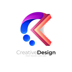 Letter C logo and arrow design combination, 3d colorful
