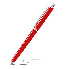 Red writing metal pen icon isolated on white background. 