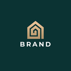 House real estate logo design. Vector template.