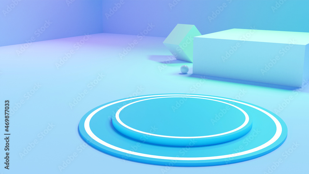 Poster 3d rendering, futuristic abstraction of geometric shapes.
