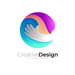 Hand care logo design community, Letter C logo