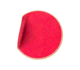 Blank red round adhesive paper sticker label isolated on white background
