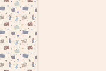 Empty card with Christmas present boxes concept. Vector