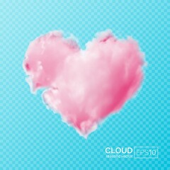 Heart shaped pink cloud on a transparent background. Realistic vector illustration with gradient mesh.