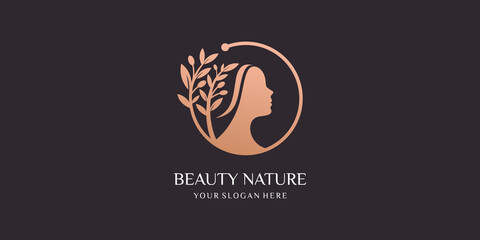 Feminine golden beauty natural skin care logo design spa therapy logo concept. Premium Vector
