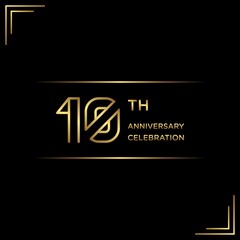 10th anniversary logo with gold color text on black background. vector - template - illustration