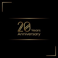 20th anniversary logo with gold color text on black background. vector - template - illustration