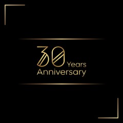 30th anniversary logo with gold color text on black background. vector - template - illustration