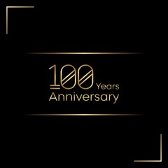 100th anniversary logo with gold color text on black background. vector - template - illustration