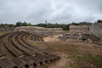 Roman amphitheater in Conimbriga, Coimbra, Portugal