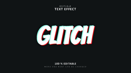 Editable Text Effect. 3D Text Effect Template. Glitch Style
