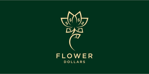 abstract flower dollars . logo Premium Vector
