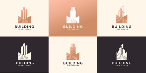 building real estate logo icon set