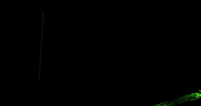 polygon color animation of 3d crumbling object bypassing from a web moves on a dark background. damaged vhs overlay.