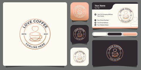 Elegant coffee logo design vintage, Premium Vector