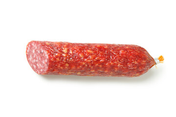 Tasty sausage salami isolated on white background