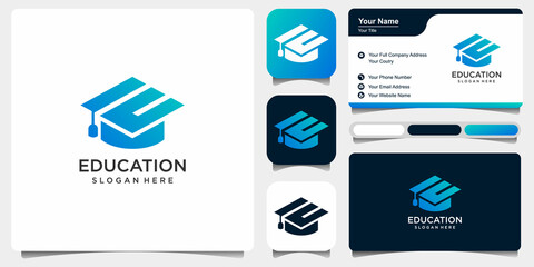 Letter E education logo design element. logo design and business card Premium Vector