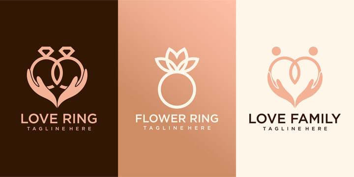 Flat design ring logo collection. logo template for company Premium Vector