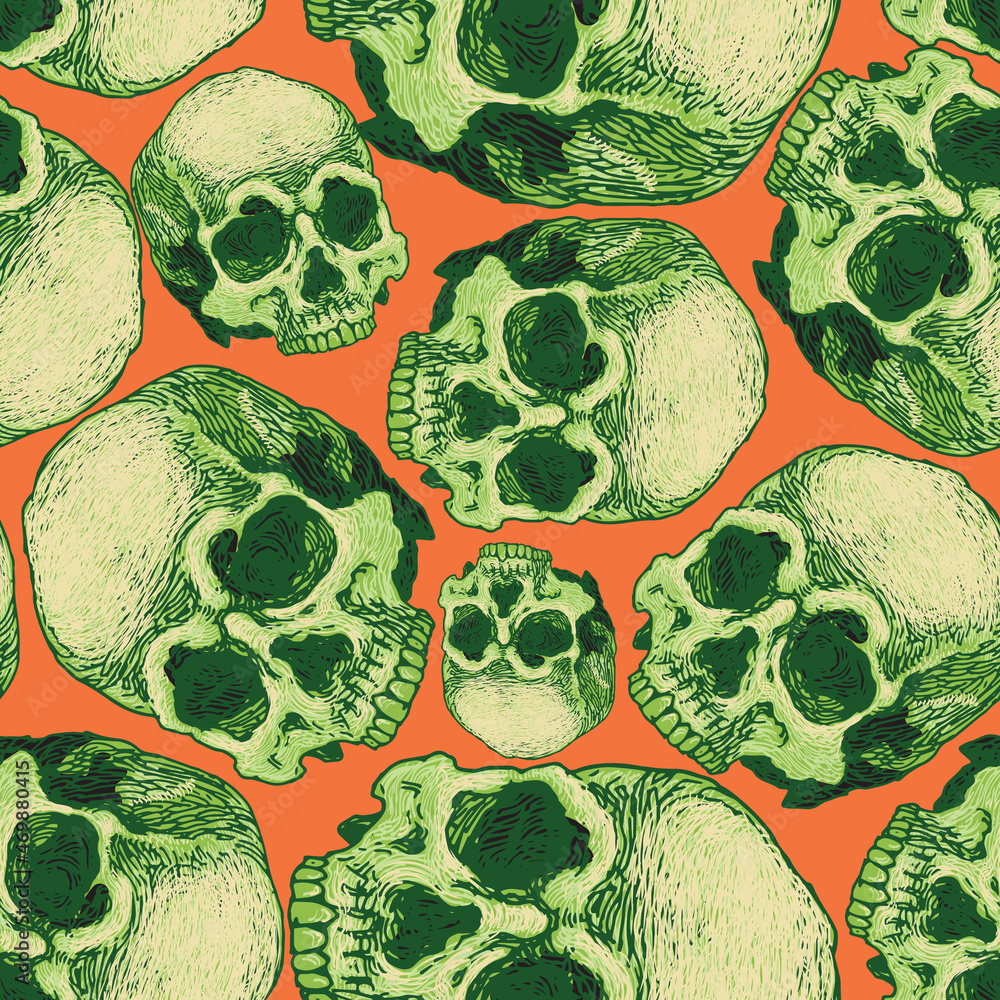 Poster vector image of a solid texture with skulls on a bright background
