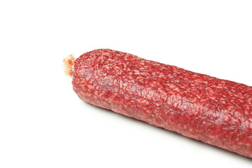 Tasty sausage salami isolated on white background