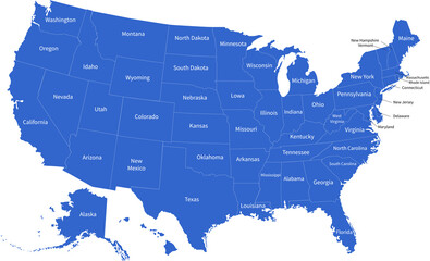 USA map vector. Blue map 