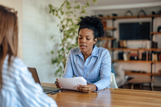African-american manager, leading her company