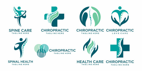 Chiropractic, massage, back pain and osteopathy icon set .logo design template