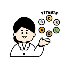 白衣の女性　ビタミン　紹介　カラー