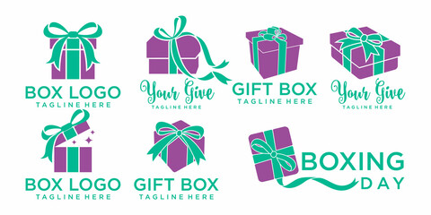 Gift box icon set logo , Logo Symbol Template Design Vector, Emblem, Design Concept, Creative Symbol, Icon