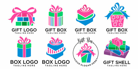 Gift icon set logo design template