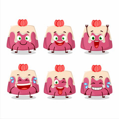 Cartoon character of strawberry pudding cake with smile expression