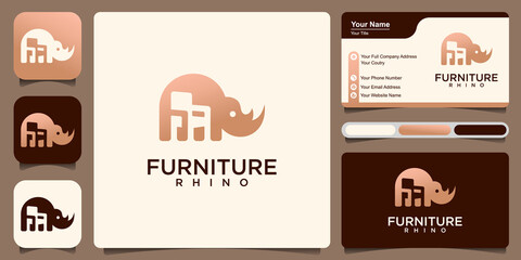 furniture combined with rhino logo design style